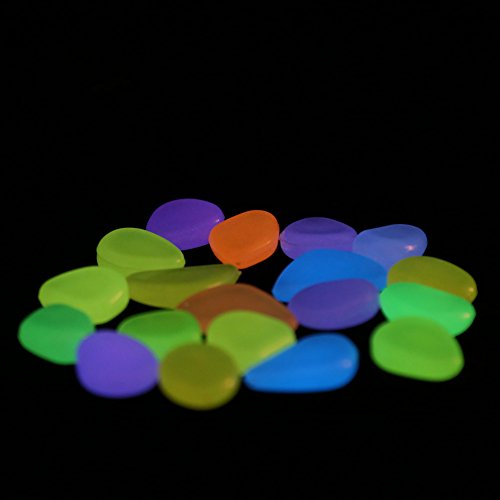 Fdit 20 Piezas Piedras Luminosos de Colores Brillantes Resplandor Acuario Oscuro Piedras Decorativas para Acuario Tanque Jardín