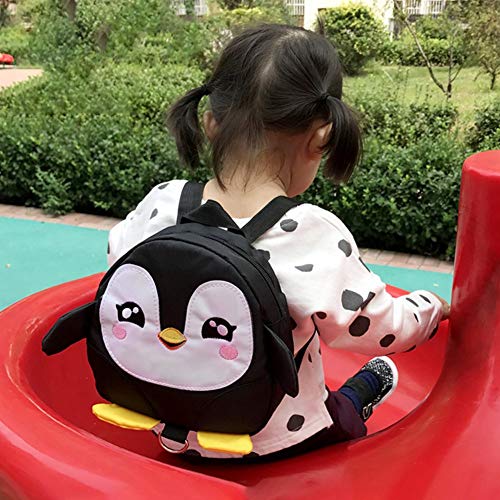 Fdit Socialme-EU Mochila de Pingüino de Dibujos Animados Lindo Bebé Arnés de Seguridad Mochila Toddler Anti-Perdido Bolsa Mochila Escuela para Niños(Negro)