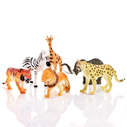 Felly Juguetes Animales, 6 Conjunto Mini Selva Figuras de Animales Plástico Juguetes Portátiles para el Baño, para Bolsas Fiesta, Premios para Niños Pequeños Chicos Chicas