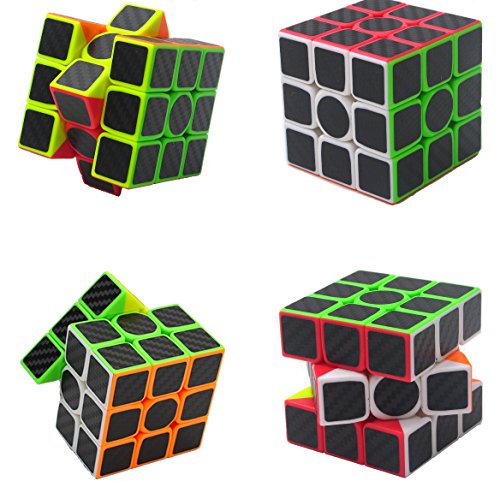 Fibra del Carbón Cubo mágico cajas de regalo Set 2x2x2，3x3x3，Meganminx ，Skewb ， Pyraminx Juguete profesional del cubo del rompecabezas (Set02)
