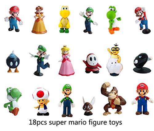 Figuras Super Mario Figures Decoración para Tartas de Cumpleaños 18PCS