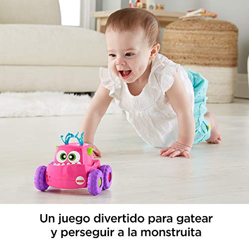 Fisher-Price Coche Monstruito rosa, juguete gateo, bebé +9 meses (Mattel DRG14)