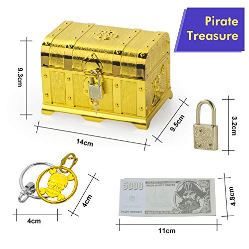 FORMIZON Monedas Doradas de Plástico de Pirata, Gemas Piratas del Tesoro Pirata, Plastico Monedas, Fiestas Temáticas Piratas (Pirata del Tesoro y Cofre del Tesoro)