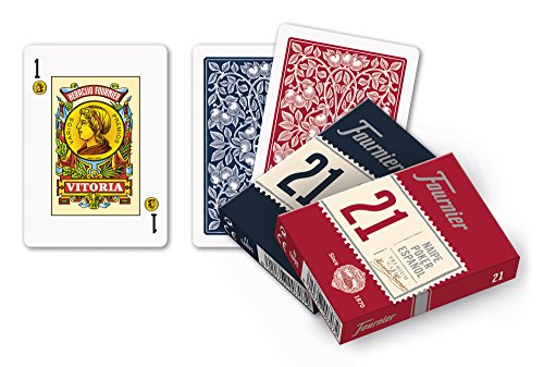 Fournier-Nº21 Poker Español Baraja Remigio, Rabino o Continental color azul/rojo Nº21 (F21003) , color/modelo surtido