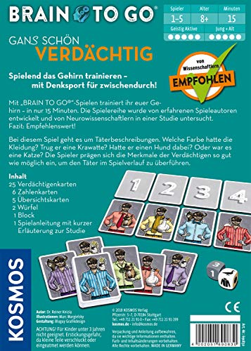 Franckh-Kosmos-Brain to go-Gans schön verdächtig Merkspiel Juego de Sociedad para 1 – 5 Jugadores, a Partir de 8 a 99 años, Color Reglas Sencillas (FKS6908300)