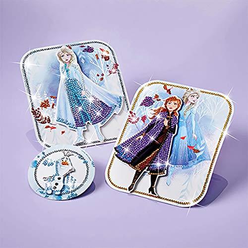 Frozen II 680722 - Juego de manualidades con diamantes (tarjetas 3D de Anna & ELSA y Olaf con hermosas piedras brillantes, regalo para niños, multicolor) , color/modelo surtido