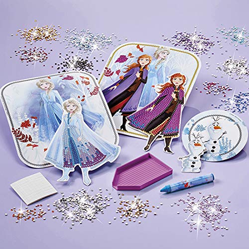Frozen II 680722 - Juego de manualidades con diamantes (tarjetas 3D de Anna & ELSA y Olaf con hermosas piedras brillantes, regalo para niños, multicolor) , color/modelo surtido