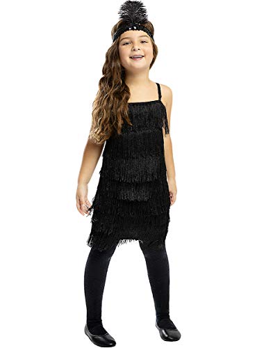 Funidelia | Disfraz de charlestón Negro para niña Talla 7-9 años ▶ Años 20, Cabaret, Gángster, Décadas - Multicolor