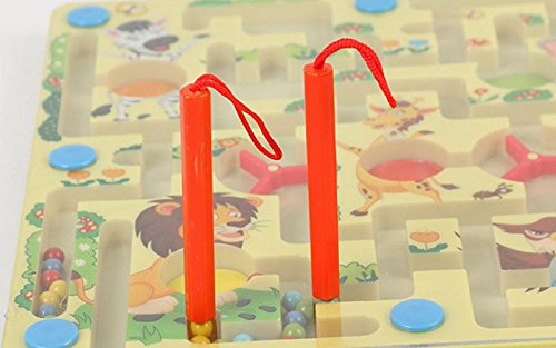 FunnyGoo Laberinto M Beads Laberinto Magnetic Pen Board Juegos + Flying Flight Chess Game Toy (Animales en el zoológico)