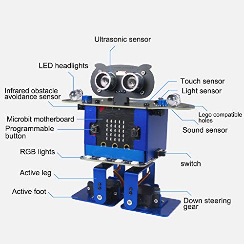 FXQIN Kit de Robot Inteligente de Programación Gráfica DIY, Control Remoto por Infrarrojos para Evitar Obstáculos, Sensor Ultrasónico, Coche de Juguete Robot Stem para Niños Menores de 16 Años