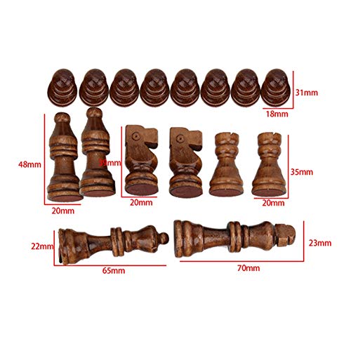 Garosa 32 Piezas de ajedrez de Madera, Piezas de ajedrez de Madera Solamente, Figuras, Juego de ajedrez, peones, Figuras, Piezas de Madera, Juego de ajedrez Internacional estándar