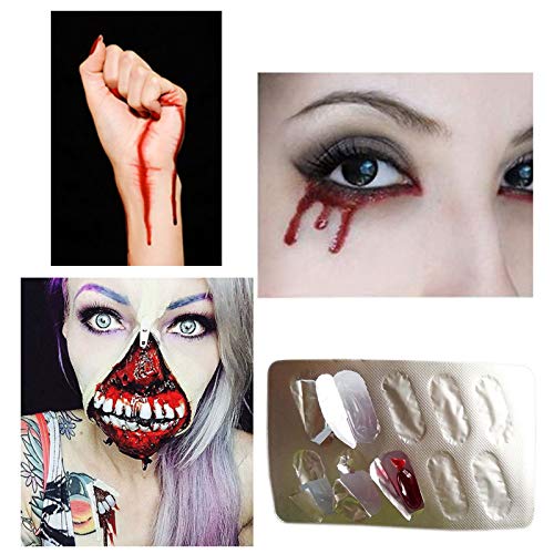 Geneic 10pcs Halloween falso cápsula de sangre píldoras vampiro horror broma truco Cosplay lujo maquillaje accesorios