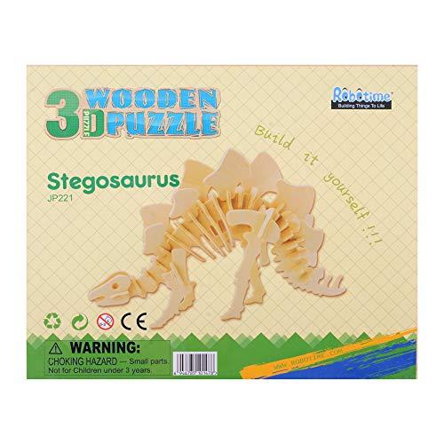 Georgie Porgy Modelos de Animales de Madera en 3D, Kit de Construcción de Artesanía en Madera de Rompecabezas ños de Edad para Niños de 5+ (3 Piezas, Tirano-saurio Rex Spinosaurus Estegosaurio)