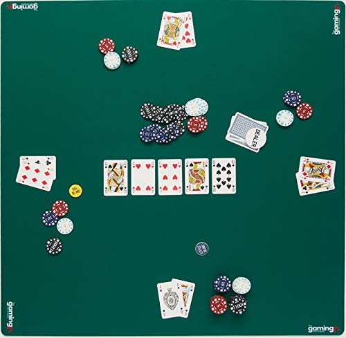 GMC Deluxe - Alfombrilla antideslizante y de 4 mm de grosor para juegos de cartas de póquer Mahjong Dominó (83,8 x 83,8 cm), color verde