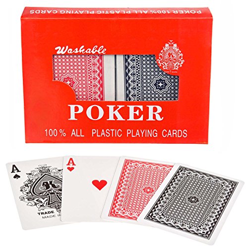 Goods & Gadgets Real 100% Cartas de póquer de plástico Cartas de plástico Juego de Cartas de Doble mazo