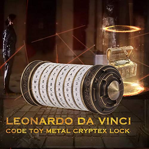 Goolsky Leonardo Da Vinci Código Juguete Metal Cryptex Cerraduras Regalos de Boda Anillo Carta de Regalo del día de San Valentín Contraseña Escape Cámara Accesorios