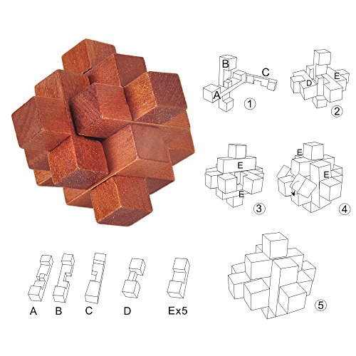 Gracelaza 6 Piezas Juguetes Rompecabezas de Madera Caja Set - IQ Juguete Educativo - 3D Brain Teaser Puzzle de Madera - Juego Niños y Adolescentes
