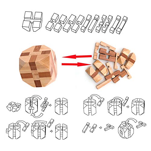 Gracelaza 9 Piezas Juguetes Rompecabezas de Madera Caja Set - IQ Juguete Educativo - 3D Brain Teaser Puzzle de Madera - Juego Niños y Adolescentes