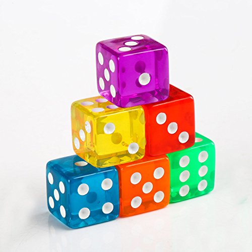 GWHOLE 40 Piezas Coloridos Dados (6 Caras, 16mm) Translúcidos Conjunto para Juegos de Dados, Tenzi, Farkle, Yahtzee, Bunco o Enseñanza de Matemática, Casino, Regalos, Party Favor - 8 Colores