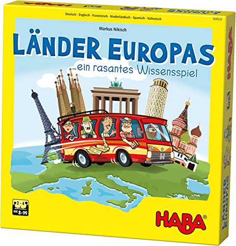 HABA 304532 – Países de Europa, emocionante Viaje Europeo para Toda la Familia, Juego de Conocimiento para 2 – 4 Jugadores de 8 – 99 años.