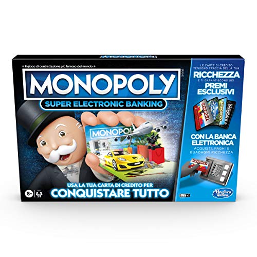 Hasbro Monopoly Super Electronic Banking (Juego en Caja con Lector electrónico Hasbro Gaming, versión en Italiano)