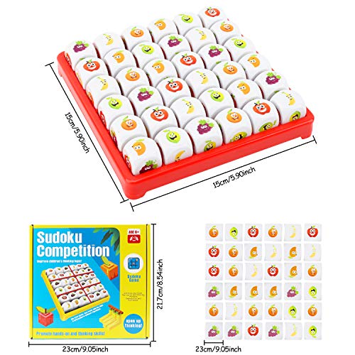 Herefun Juego de Mesa de Sudoku de Frutas , Sudoku de Lógica Juego de Rompecabezas Juego de Mesa Educativo, Rompecabezas, Juego Educativo para Niños, Regalos para Niños y Niñas de 3 a 9 años
