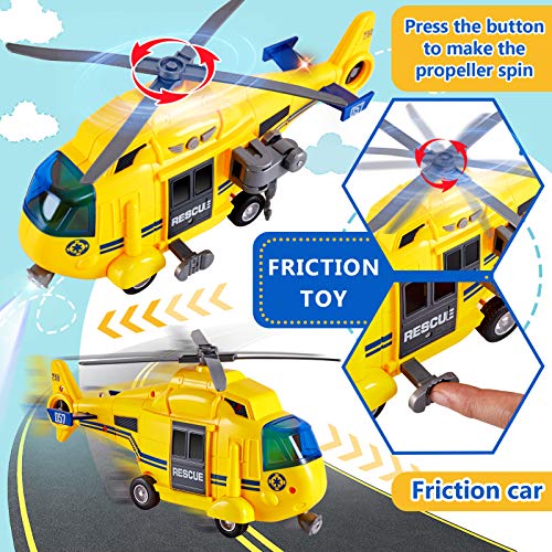 HERSITY Helicóptero de Rescate Policía Modelos de Aviones de Juguete con Luz y Sonidos Aeroplanos para Niños 3 4 5 6 Años