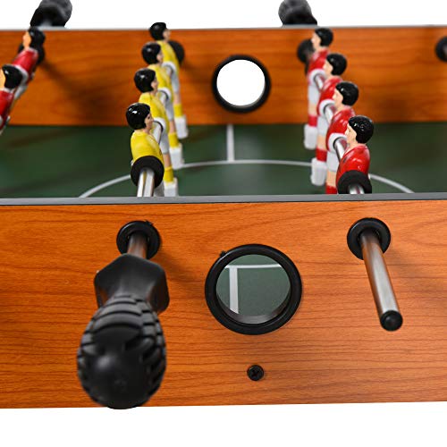 HOMCOM Mesa de Futbolín Juego de Fútbol de Mesa con 22 Jugadores Incluidos Tablas de Puntuación Agarres Cómodos Diseño Compacto 84,5x40x61,2 cm Color Madera y Negro