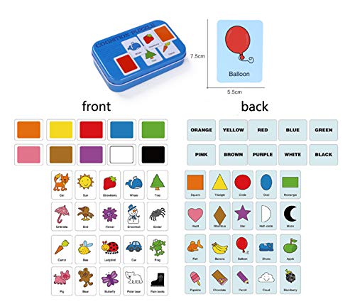 HorBous Tarjetas de Aprendizaje Alfabeto Números Colores Formas Animales para Niños ( Inglés ) (Rojo + Verde + Azul + Rosa)