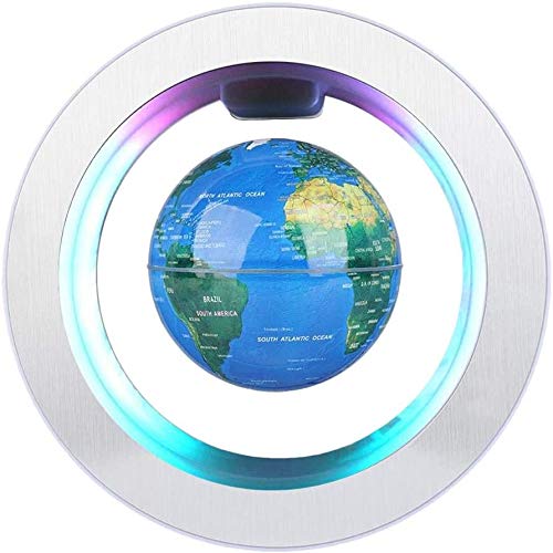 HURRISE Globo magnético de la levitación Globo de rotación del Mapa del Mundo con Luces LED Tierra Globo para Decoración de Escritorio Regalo de Cumpleaños de Navidad los niños Regalo 4 Pulgadas