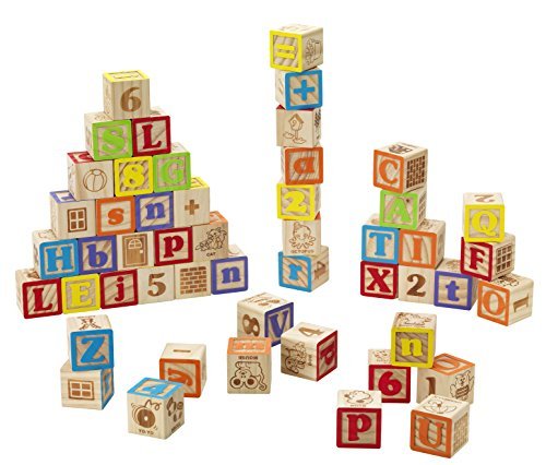 Imaginarium Natural Kubo Juego de Cubos de Madera con Letras y números