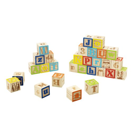 Imaginarium Natural Kubo Juego de Cubos de Madera con Letras y números