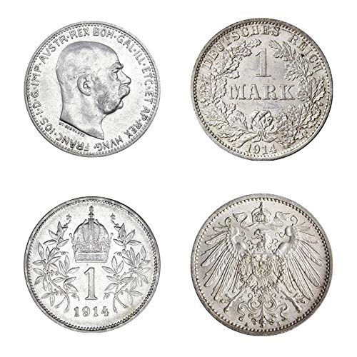 IMPACTO COLECCIONABLES 2 Monedas Originales en Plata de la Gran Guerra de 1914 - Las Potencias Centrales El Imperio Alemán y el Imperio Austro-Húngaro