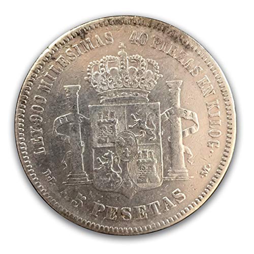 IMPACTO COLECCIONABLES Monedas Antiguas - España 5 Pesetas de Plata 1877/81. Alfonso XII sin Barba