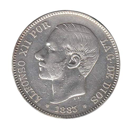 IMPACTO COLECCIONABLES Monedas Antiguas - España 5 Pesetas de Plata 1882/87. Alfonso XII con Barba