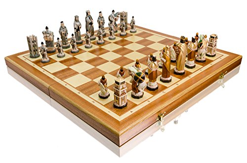 INGLATERRA 56cm / 22in Mármol Piedra de Lujo juego de ajedrez en el tablero de madera, Inglaterra medieval / Europa temáticas, juego clásico