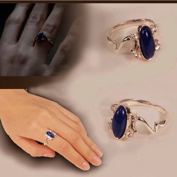 Island Gifts - Diarios de vampiro Elena con lapislázuli plata anillo tamaño 6 (16,51 mm, o tamaño M) auténtica réplica