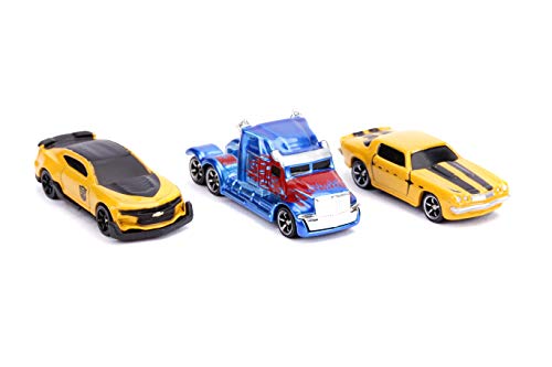 Jada - 31125 - Transformers 3 Mini Modelos Coche Bumblebee Chevy e Optimus Prime 5700XE Nano Hollywood Rides Die Cast - Multicolor - 4cm