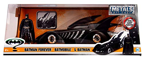 Jada Modelo Batmobile de Batman Forever 22 cm Escala 1/24 con Figura de Batman – 100% Original Oficial DC Comics Toys