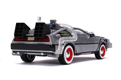 Jada - Regreso al futuro Coche DeLorean escala 1:24, carrocería metálica fundida a presión, apertura de puertas, luces, licencia 100% oficial (Jada 253255027)