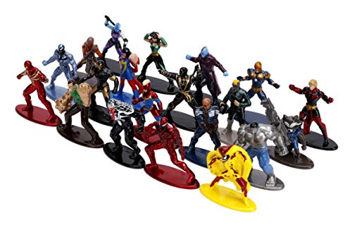 Jada - Set 20 Nano Figuras de Personajes Marvel de la película Avengers Civil War, en Metal Fundido a Presión, Licencia Oficial, 4 cm, Coleccionismo, para Niños a Partir de 8 Años y Adultos