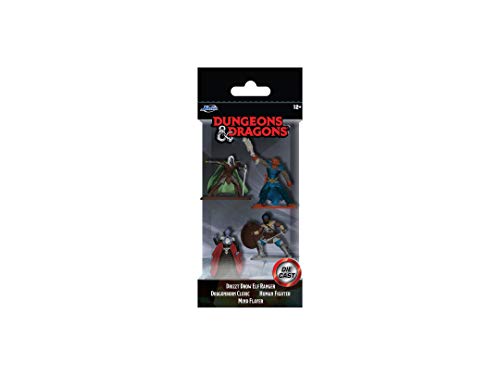 Jada Toys Dungeons & Dragons Nanofigs - Juego de 4 figuritas coleccionables de la Cast, Drizzt Drow Elf Ranger, Human Fighter, Dragonborn Cleric, Mind Flayer, 4 Unidades, 4 cm, a Partir de 12 años