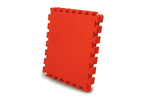 Jamara 460419-Alfombra Puzzle 50 x 50 cm 4pz. -Sistema de conexión fácil, Antideslizante, Lavable, Resistente, Color Rojo (460419)