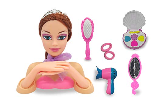 Jamara- Emma Beauty Cabezales de peluquería (8 Unidades, para probar Peinados Modernos, Resistente, promueve Juegos de rol fantásticos, Incluye Accesorios para el Pelo, Color Rosa. (460619)