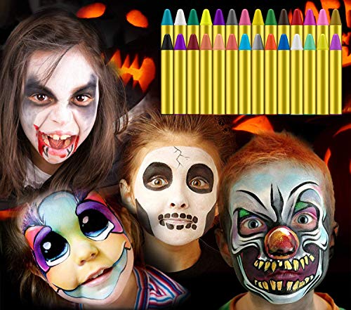 JamBer Pinturas Cara para Niños No Tóxico Pinturas Facial,28 Colores crayones de Pintura Carnaval Halloween, Fiestas, Semana Santa.Cosplay,Fiestas Temáticas - Regalo de Día del Niño