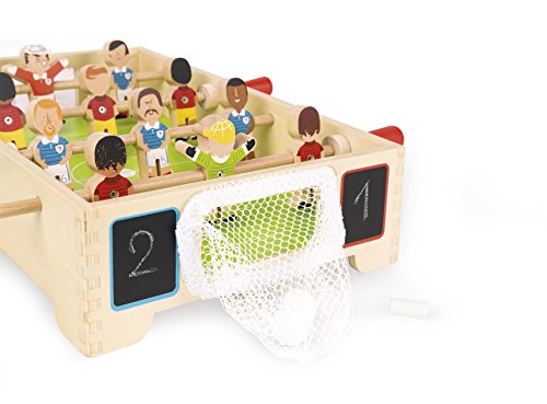 Janod - J02070 - Minifutbolín de madera multicolor de la colección Champions para niños a partir de 3 años