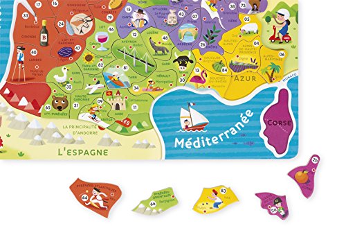 Janod Puzle magnético Mapa de Francia (j05480), Multicolor (Juratoys
