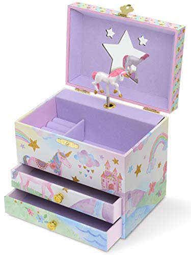 Jewelkeeper - Caja Musical Unicornio y Juego de Joyas de niñitas - 3 Regalos de Unicornio para niñas