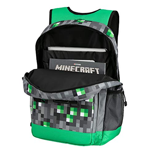 JINX Minecraft Emerald Survivalist - Mochila escolar para niños, verde, 43 cm