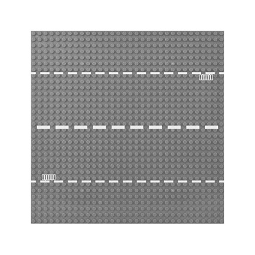 Juego de 4 piezas de Modbrix de placas base/de calles de ciudad – placas de 32 x 32 botones, 25,5 x 25,5 cm, para calles rectas, curvas y cruces de calle 